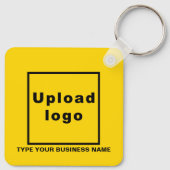 会社名とロゴ黄色の四角キーチェーン キーホルダー (裏面)