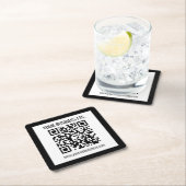 会社名と編集可能なQRコード スクエアペーパーコースター (インサイチュ)
