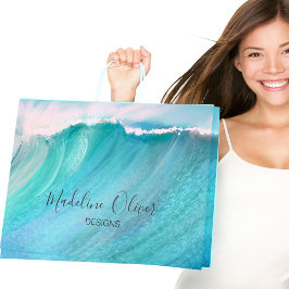 会社名のプロモーションブルー ラージペーパーバッグ