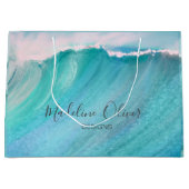 会社名のプロモーションブルー ラージペーパーバッグ (正面)