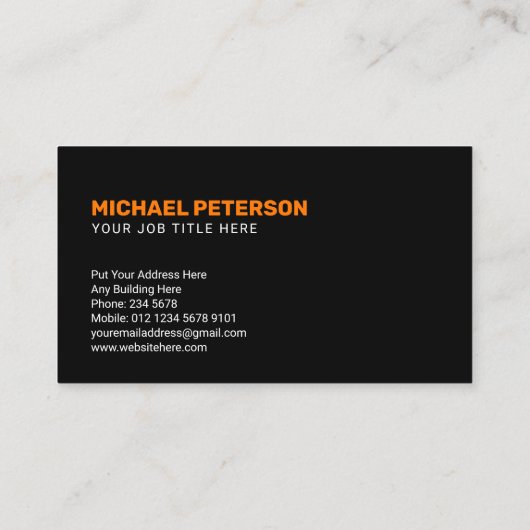 会社名の最小値 |ブラックのオレンジ 名刺 (裏面)