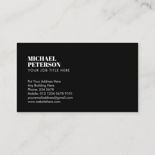 会社名の最小値 |黒のセリフフォント 名刺 (裏面)