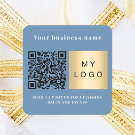 会社名ほこりっぽい青いロゴqrコード スクエアシール