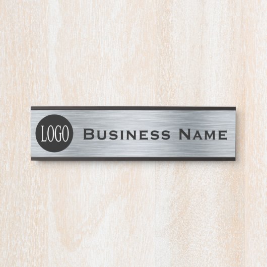 会社名オフィスのドアの看板Slvrルック サインプレート (正面)