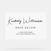 会社名スタイリッシュ署名スクリプト白 アクリルサイン (正面)