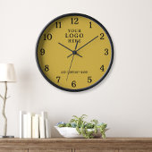 会社名ビジネスロゴブランドプロモーション金ゴールド ラージ壁時計