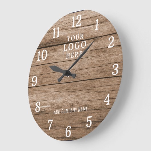 会社名ビジネスロゴブランド企業のウッド ラージ壁時計 (傾斜)