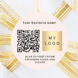 会社名ピンクロゴqrコード ラウンドシール