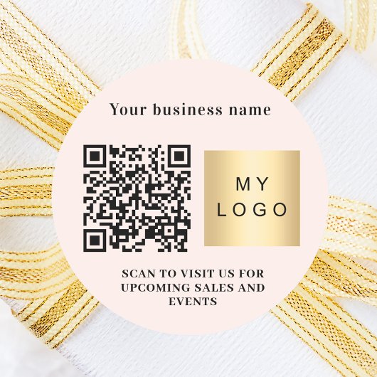 会社名ピンクロゴqrコード ラウンドシール