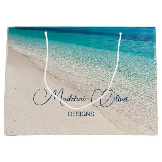 会社名プロモーションビーチ青 ラージペーパーバッグ (正面)