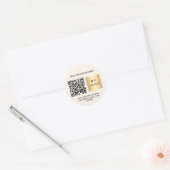 会社名ベージュのロゴqrコード ラウンドシール (封筒)