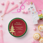 会社名メッセージレッド、金ゴールドクリスマスツリー ペーパーボウル (パーティー)