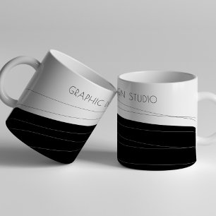 会社名モダン白黒パーソナライズされた コーヒーマグカップ