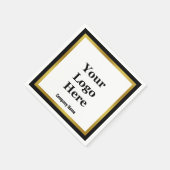 会社名ロゴの白黒と金ゴールド エレガント スタンダードカクテルナプキン (角)