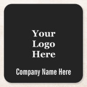 会社名ロゴの白黒テンプレート スクエアペーパーコースター (正面)