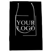 会社名ロゴの追加の会社プロフェッショナル文字 ミディアムペーパーバッグ (正面)