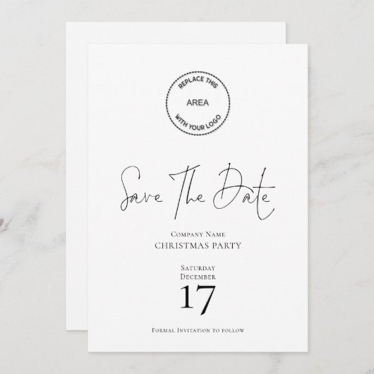会社名ロゴクリスマスパーティー保存日付 招待状