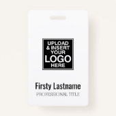 会社名ロゴ(姓と名を含む)バーコード バッジ (正面)