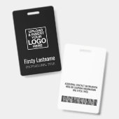 会社名ロゴ（姓と名を含む）バーコード バッジ (正面＆裏面)