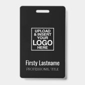 会社名ロゴ（姓と名を含む）バーコード バッジ (正面)