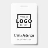 会社名ロゴ（姓と名を含む）バーコード バッジ (正面)