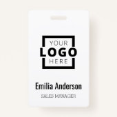 会社名ロゴ（姓と名を含む）バーコード バッジ (正面)