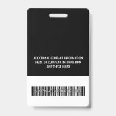 会社名ロゴ（姓と名を含む）バーコード バッジ (裏面)