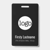 会社名ロゴ（姓と名を含む）バーコード バッジ (正面)