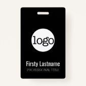 会社名ロゴ（姓と名を含む）バーコード バッジ (正面)