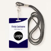 会社名ロゴ(姓と名を含む)バーコード バッジ (正面ランヤード)