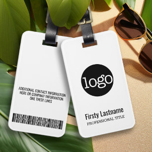 会社名ロゴ(姓と名を含む)バーコード ラゲッジタグ