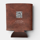会社名ロゴQRコードブラウンレザーフェイク 缶クーラー (裏面)