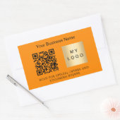 会社名ロゴqrコードorange 長方形シール (封筒)