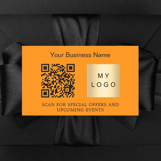 会社名ロゴqrコードorange 長方形シール