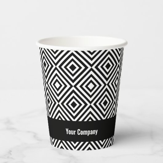 会社名ロゴWebサイトの白黒パターン 紙コップ (裏面)