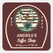 会社名ヴィンテージコーヒーショップカスタマイズロゴ スクエアシール (正面)