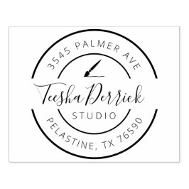 会社名差出人住所ラウンドロゴ自己インク ラバースタンプ