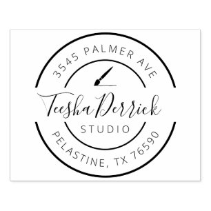 会社名差出人住所ラウンドロゴ自己インク ラバースタンプ