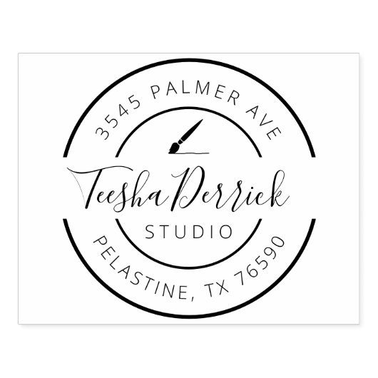 会社名差出人住所ラウンドロゴ自己インク ラバースタンプ (インプリント)