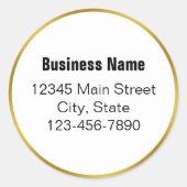 会社名白黒と金ゴールド差出人住所 ラウンドシール (正面)