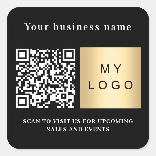 会社名白黒ロゴqrコード スクエアシール (正面)