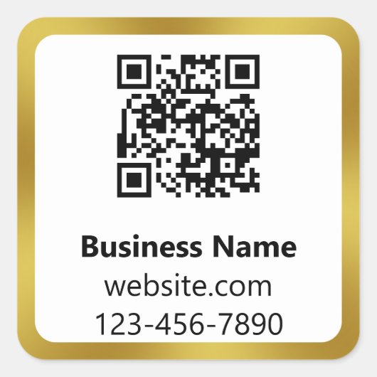 会社名金ゴールドとホワイトホンWebサイトQRコード スクエアシール (正面)