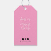会社名、ロゴの住所、ピンク価格ラベル ギフトタグ (裏面)
