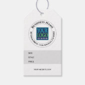 会社名、ロゴ、住所、サイズスタイル価格ラベル ギフトタグ (正面)