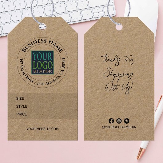 会社名、ロゴ、住所、サイズスタイル価格ラベル ギフトタグ