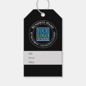 会社名、ロゴ、住所、ブラック/グレー価格ラベル ギフトタグ (正面)