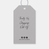 会社名、ロゴ、住所、ブラック/グレー価格ラベル ギフトタグ (裏面)