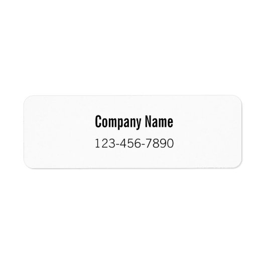 会社名(太字)と電話番号の商品 ラベル (正面)