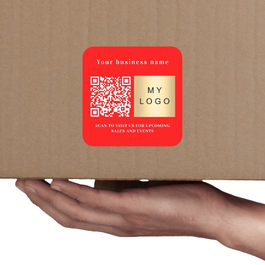会社名bright red logo qrコード スクエアシール