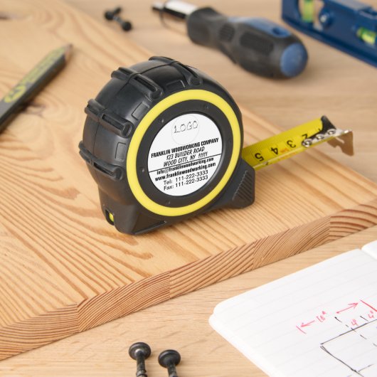 会社名LOGOお客様ギフト白黒 メジャー (ウッドワーク)